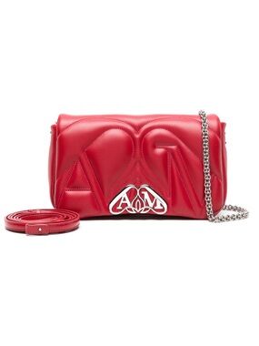 Alexander McQueen Small Seal Bag Red Quilted Leather Chain Shoulder NWT